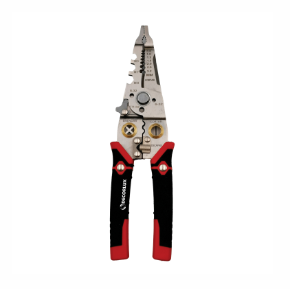 ALICATE, EM AÇO, MULTIFUNÇÃO, 8", CORTE, CRIMPAGEM, DECAPAGEM DE FIOS, COR VERMELHO, (BL 1UN)
