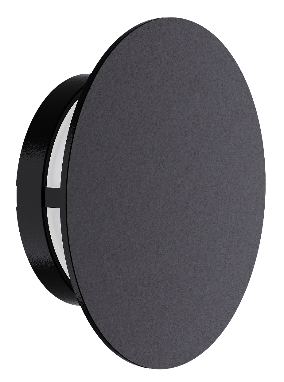 ARANDELA DE PAREDE, PLÁSTICO, LED 8W 3000K 100-240V, IP65, REDONDA, COR PRETO, (CX 1UN)
