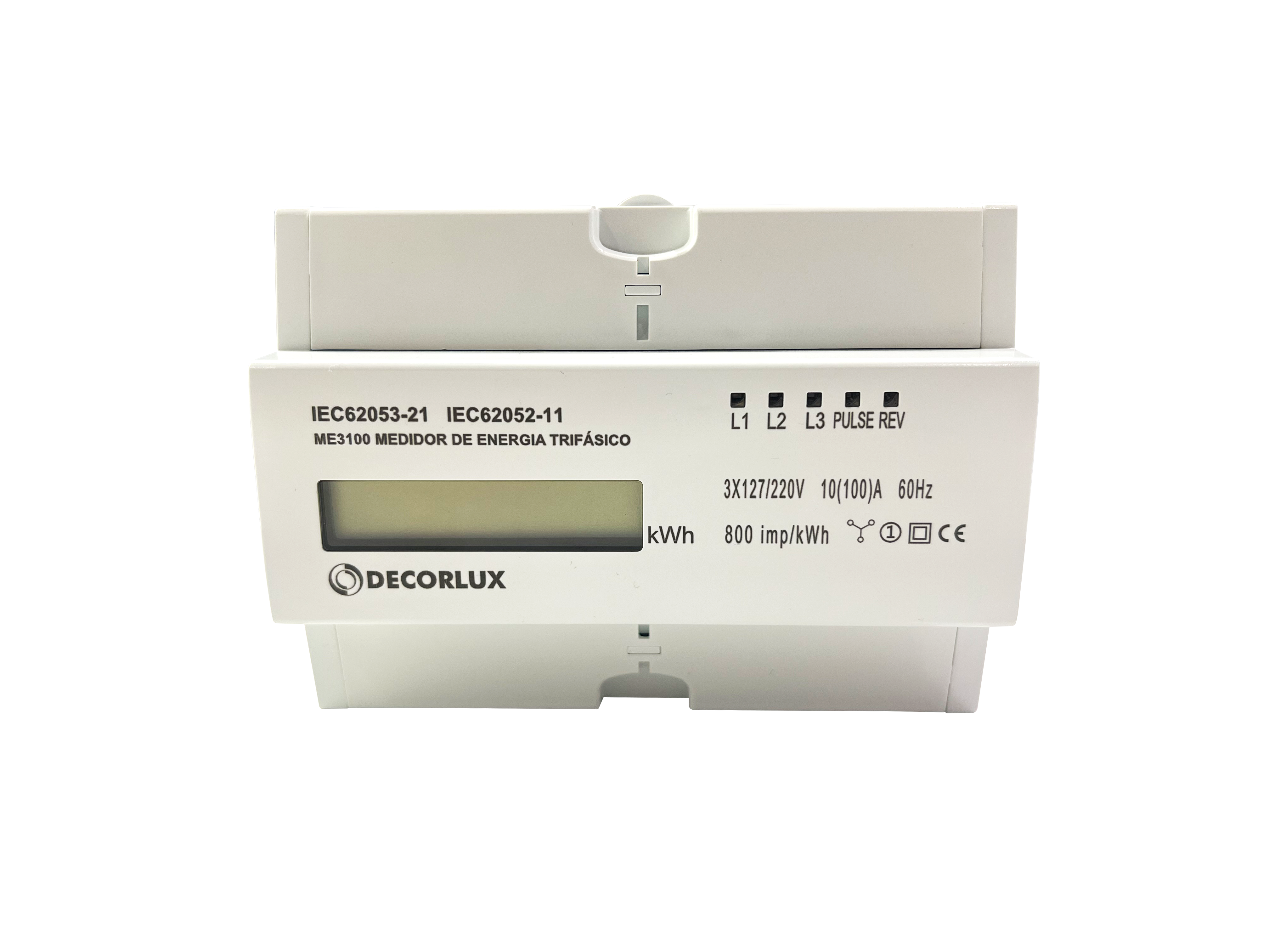 MEDIDOR DE CONSUMO DE ENERGIA, TRI FÁSICO, 3X127/220V, 3X10(100A) 50/60HZ, COR BRANCO, (CX 1