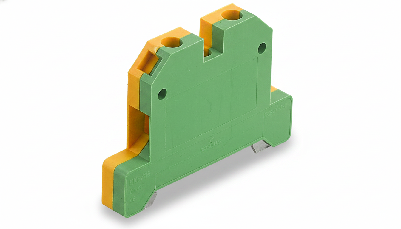 BORNE TIPO SAK TERRA, PLÁSTICO, PARA CABOS 6,0MM², 800V, COR VERDE/AMARELO, (1UN)