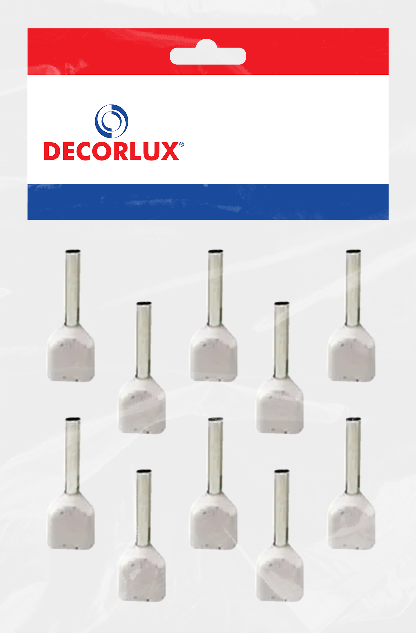 TERMINAL, COBRE ESTANHADO, ILHÓS DUPLO TUBULAR 2X0,5MM² 9A, COR BRANCO, (BL 10UN)