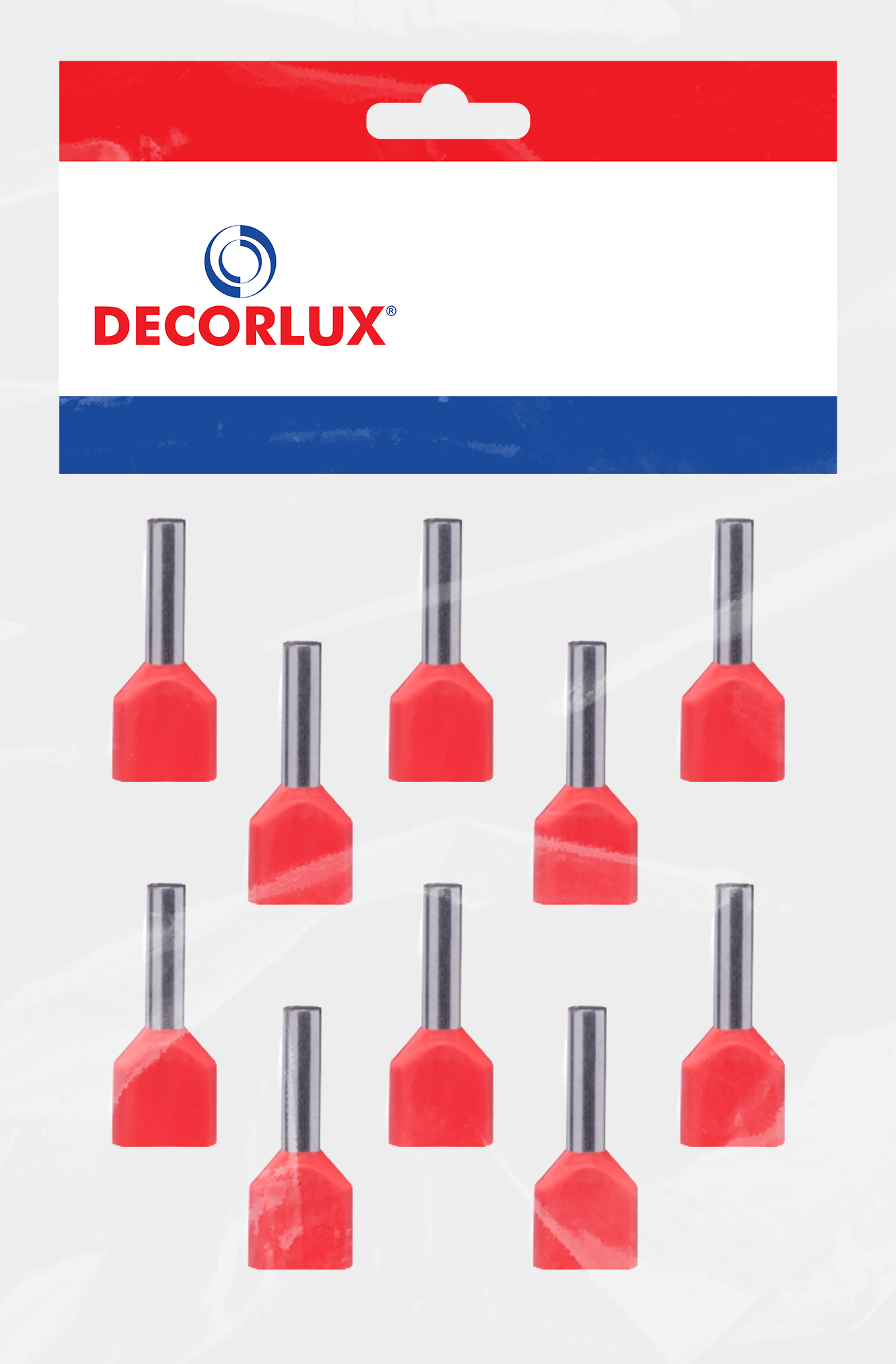 TERMINAL, COBRE ESTANHADO, ILHÓS DUPLO TUBULAR 2X1,0MM² 12A, COR VERMELHO, (BL 10UN)