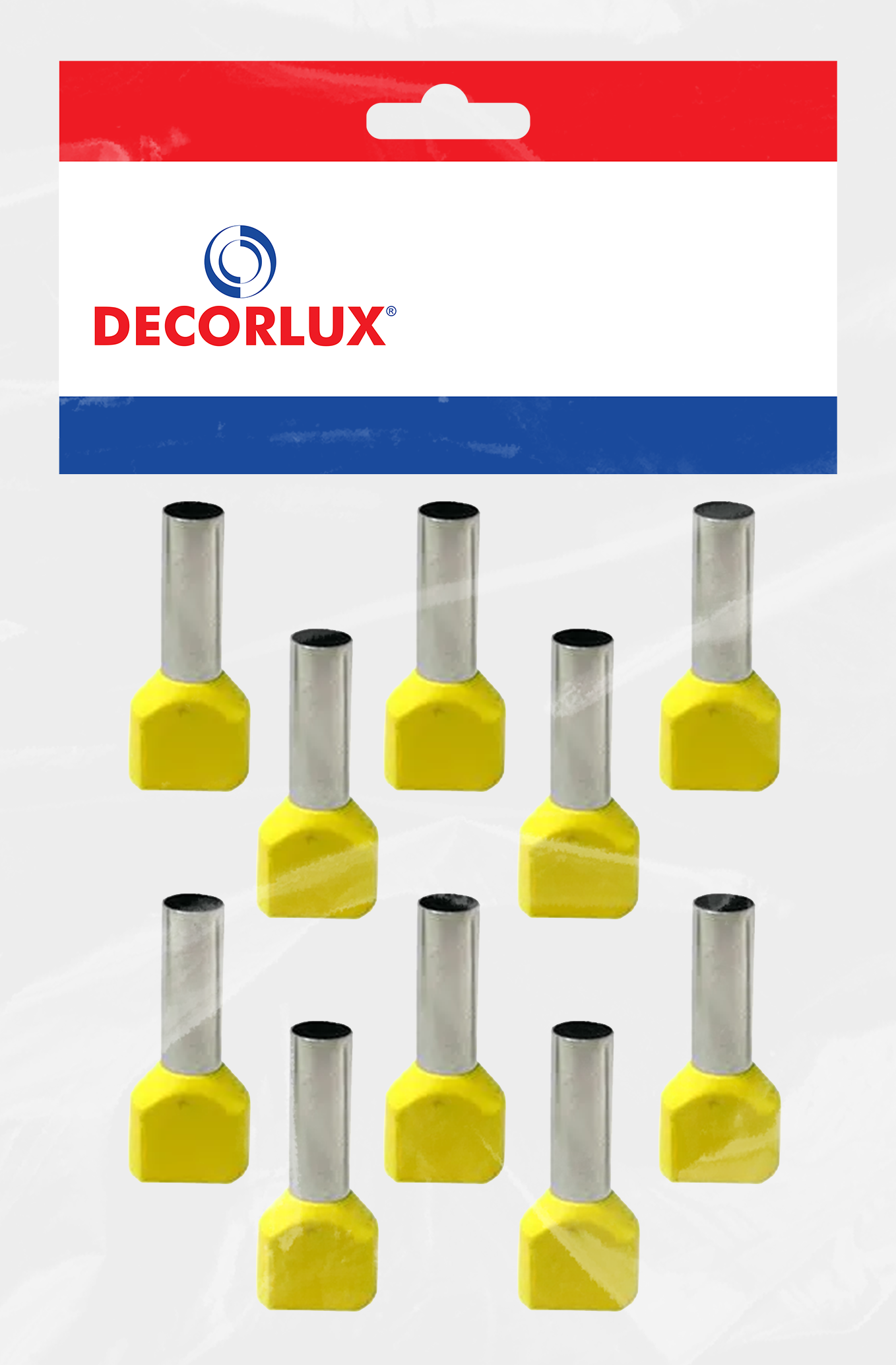 TERMINAL, COBRE ESTANHADO, ILHÓS DUPLO TUBULAR 2X6,0MM² 36A, COR AMARELO, (BL 10UN)