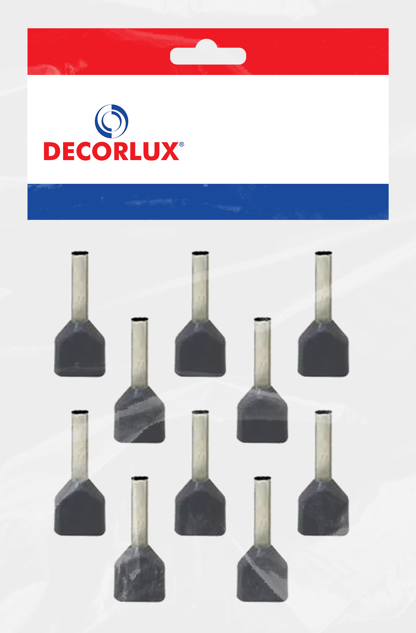 TERMINAL, COBRE ESTANHADO, ILHÓS DUPLO TUBULAR 2X0,75MM² 10A, COR CINZA, (BL 10UN)