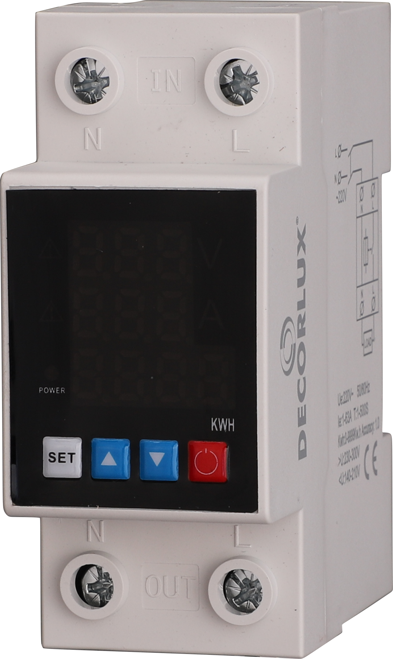 RELÉ DE PROTEÇÃO DE TENSÃO, CORRENTE E POTÊNCIA, 220V 63A, C/ PROTEÇÃO PROGRAMÁVEL, COR BEGE, CX 1UN