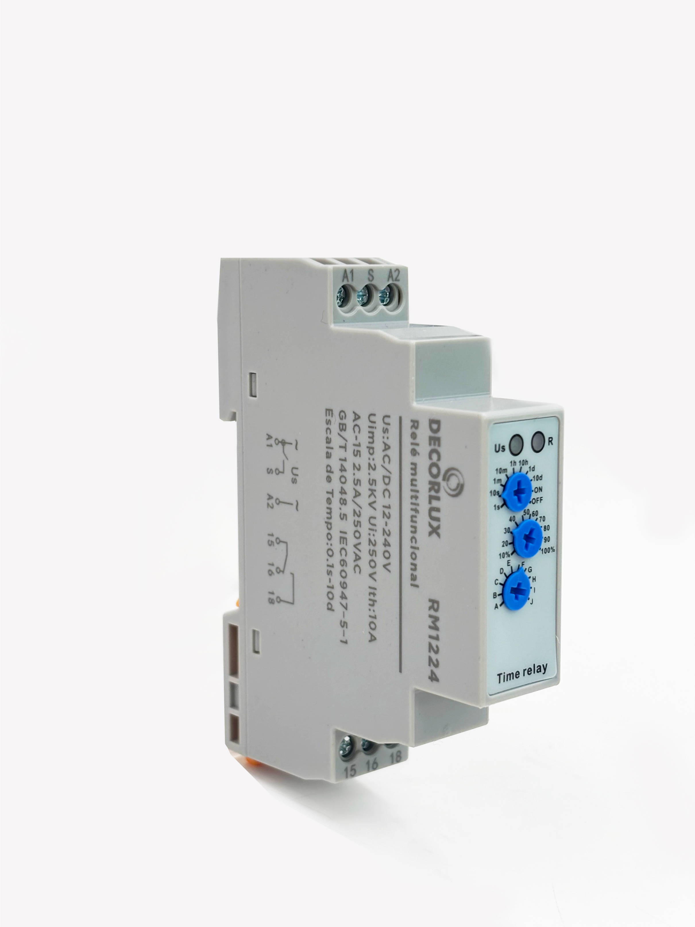 RELÉ MULTIFUNCIONAL, 12V-240V AC/DC,10 MULTIFUNÇÕES, 10A, COR BRANCO (CX 1UN)