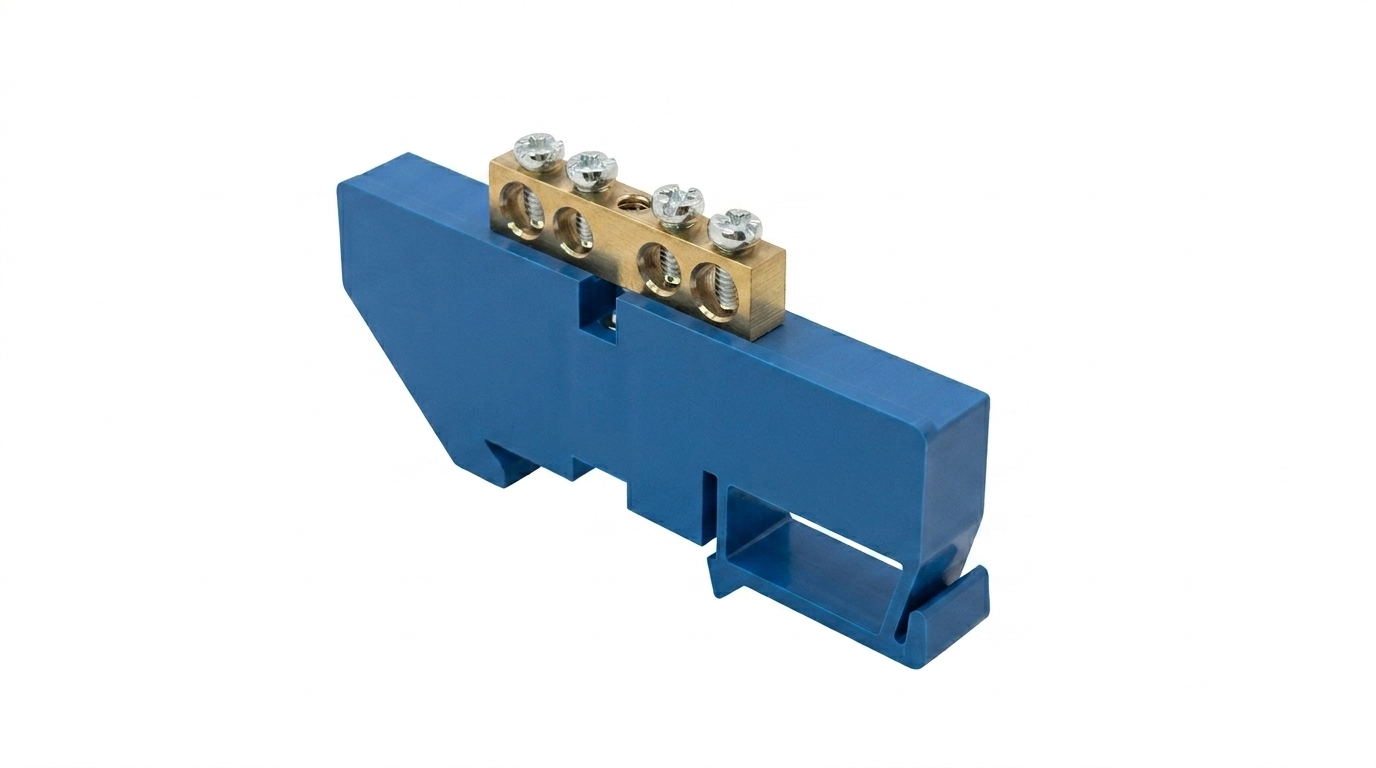 BARRAMENTO DE NEUTRO, COBRE, DIN35, 4P 80A 500V, COR AZUL, (1UN)