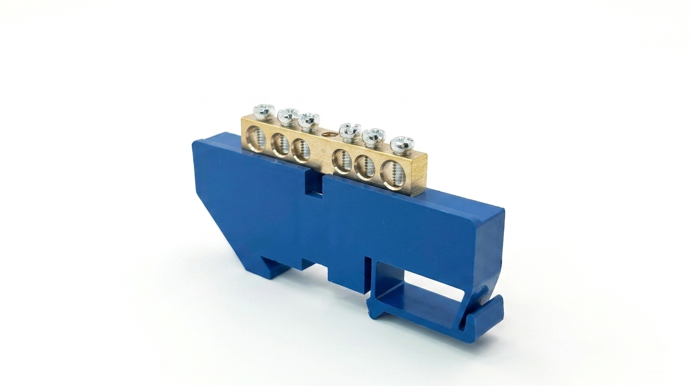BARRAMENTO DE NEUTRO, COBRE, DIN35, 6P 80A 500V, COR AZUL, (1UN)