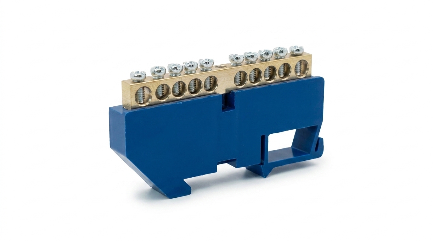 BARRAMENTO DE NEUTRO, COBRE, DIN35, 10P 80A 500V, COR AZUL, (1UN)