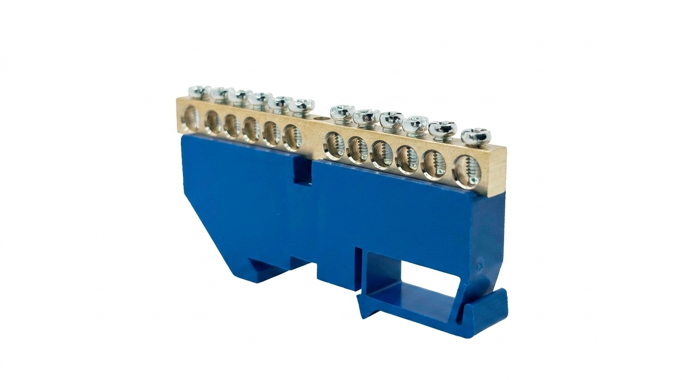 BARRAMENTO DE NEUTRO, COBRE, DIN35, 12P 80A 500V, COR AZUL, (1UN)