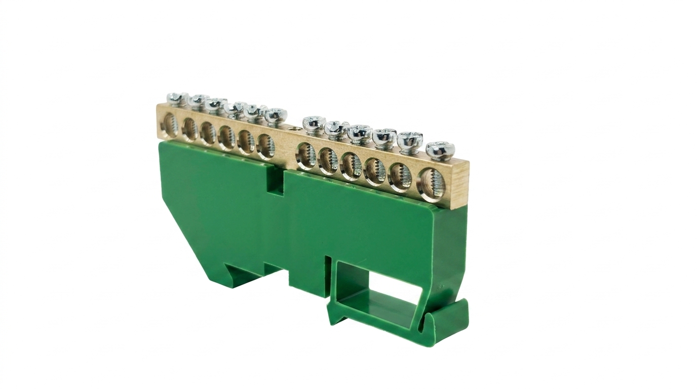 BARRAMENTO DE TERRA, COBRE, DIN35, 12P 80A 500V, COR VERDE, (1UN)