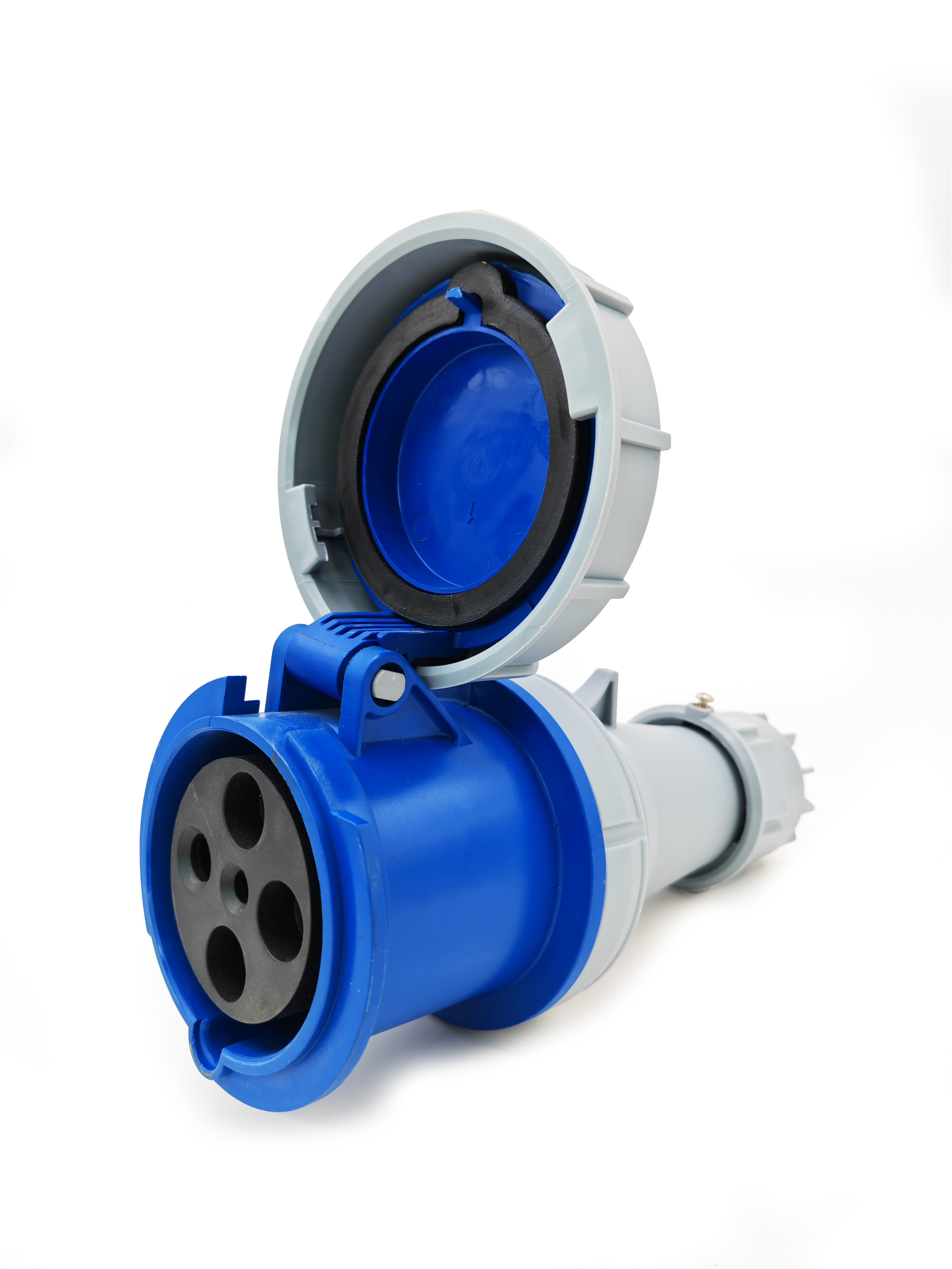 ACOPLADOR TOMADA INDUSTRIAL, PLÁSTICO, 63A 220~240V, 3P+T, 9H, IP67, COR AZUL, (PCTE 1UN)