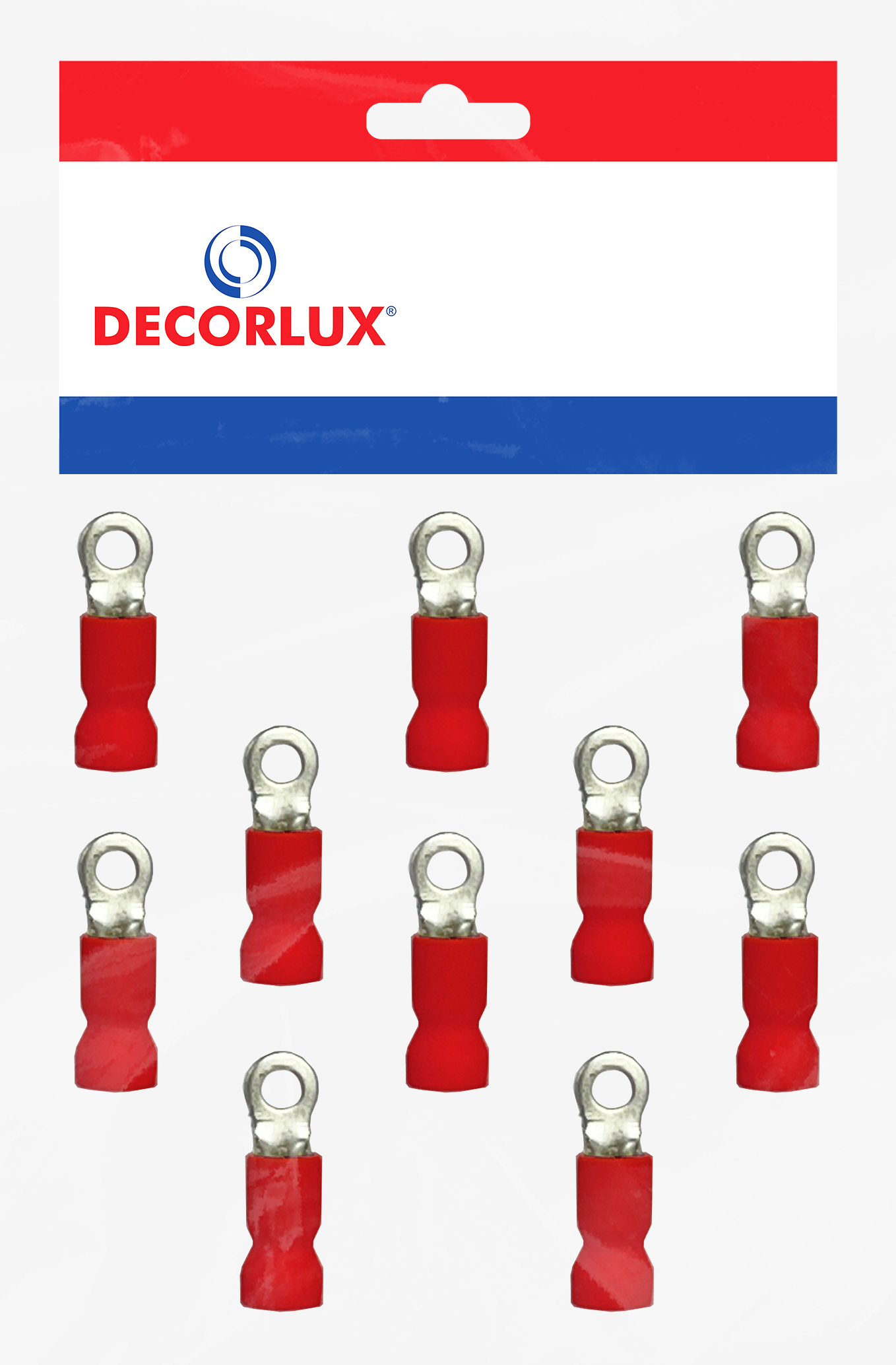 TERMINAL, COBRE ESTANHADO, ANEL M6, PRE-ISOL. NYLON, 10,0MM², 50A, COR VERMELHO, (BL 10UN)