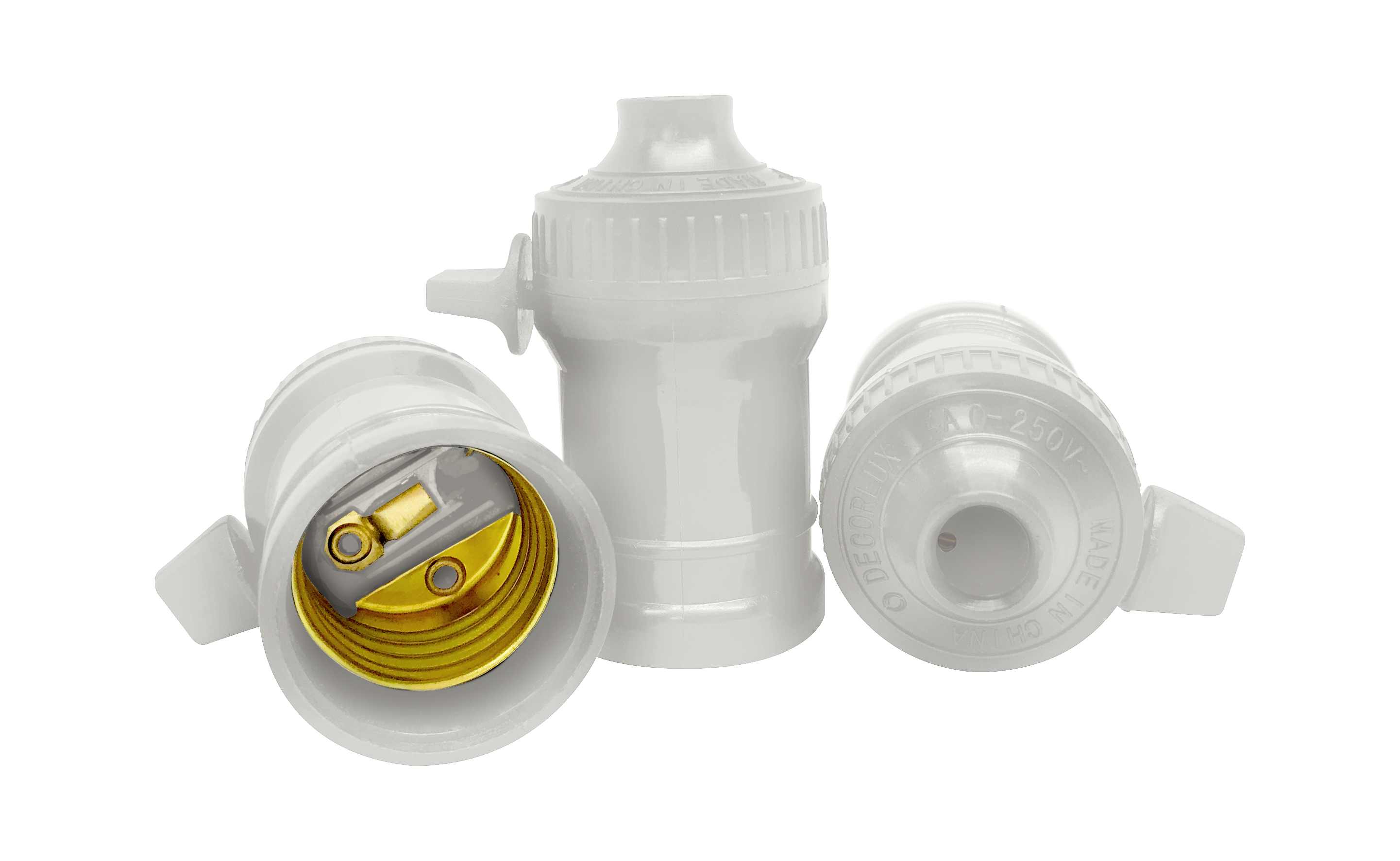 BOCAL BASE E27, PLASTICO, TIPO PENDENTE C/ CHAVE, 4A/0~250V, COR BRANCO, (1UN)