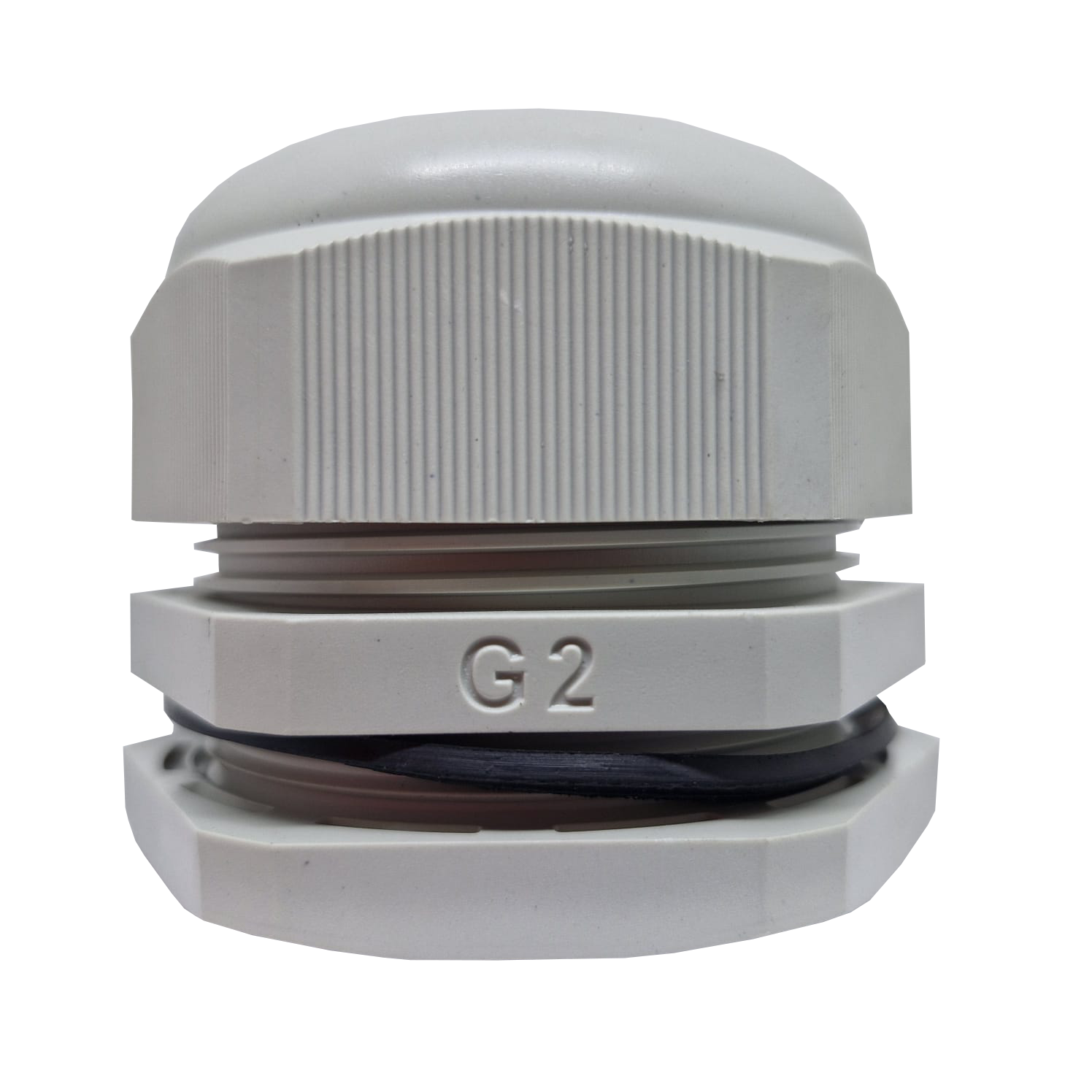 PRENSA CABO, PLASTICO, ROSCA BSP-G2", COR CINZA, (1UN)