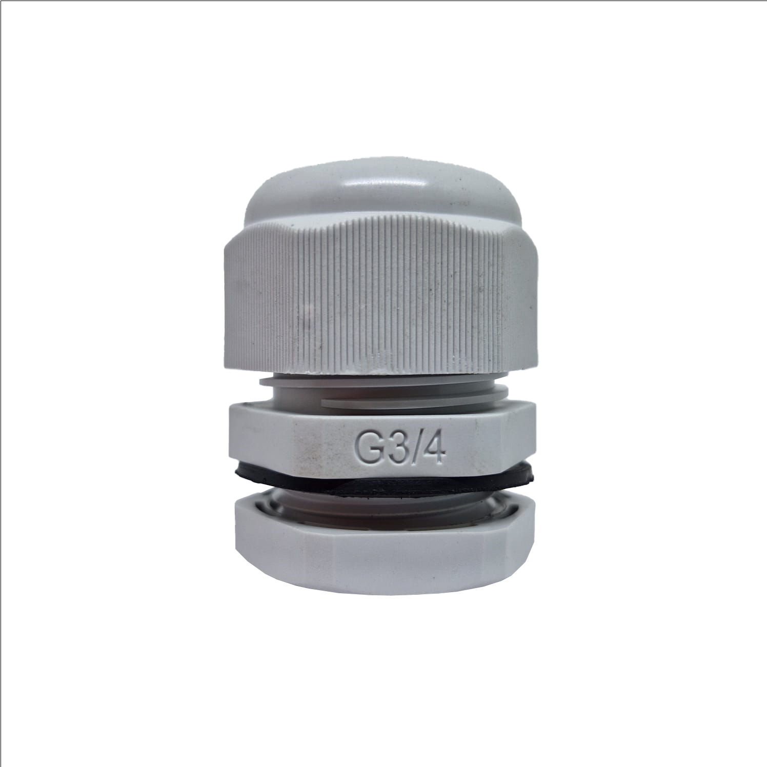 PRENSA CABO, PLASTICO, ROSCA BSP-G3/4", COR CINZA, (1UN)