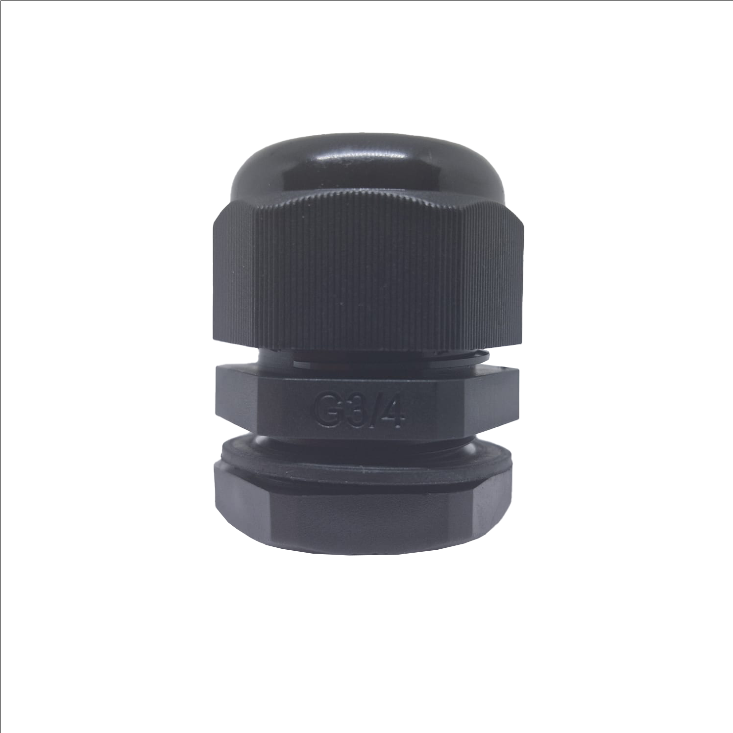 PRENSA CABO, PLASTICO, ROSCA BSP-G3/4", COR PRETO, (1UN)