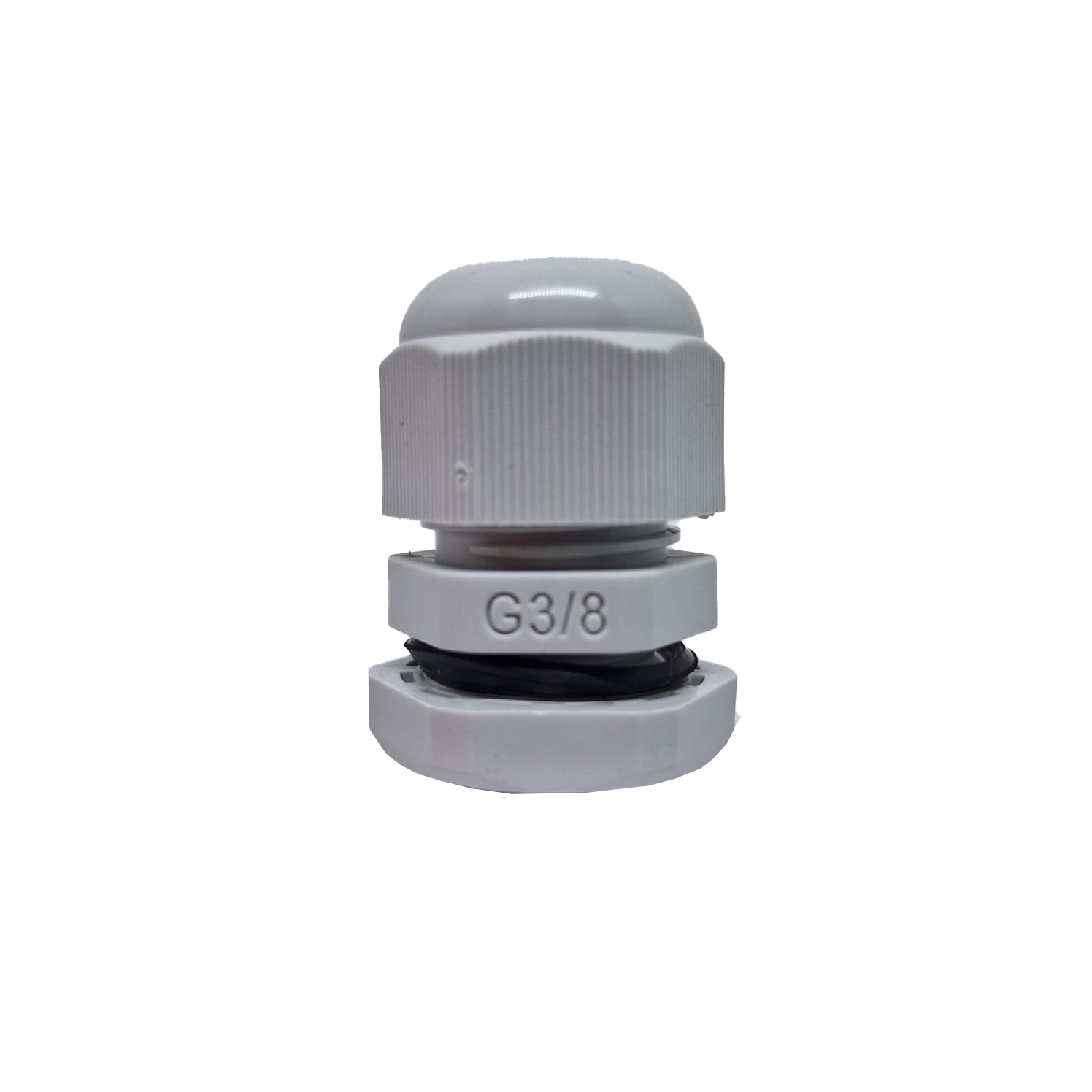 PRENSA CABO, PLASTICO, ROSCA BSP-G3/8", COR CINZA, (1UN)