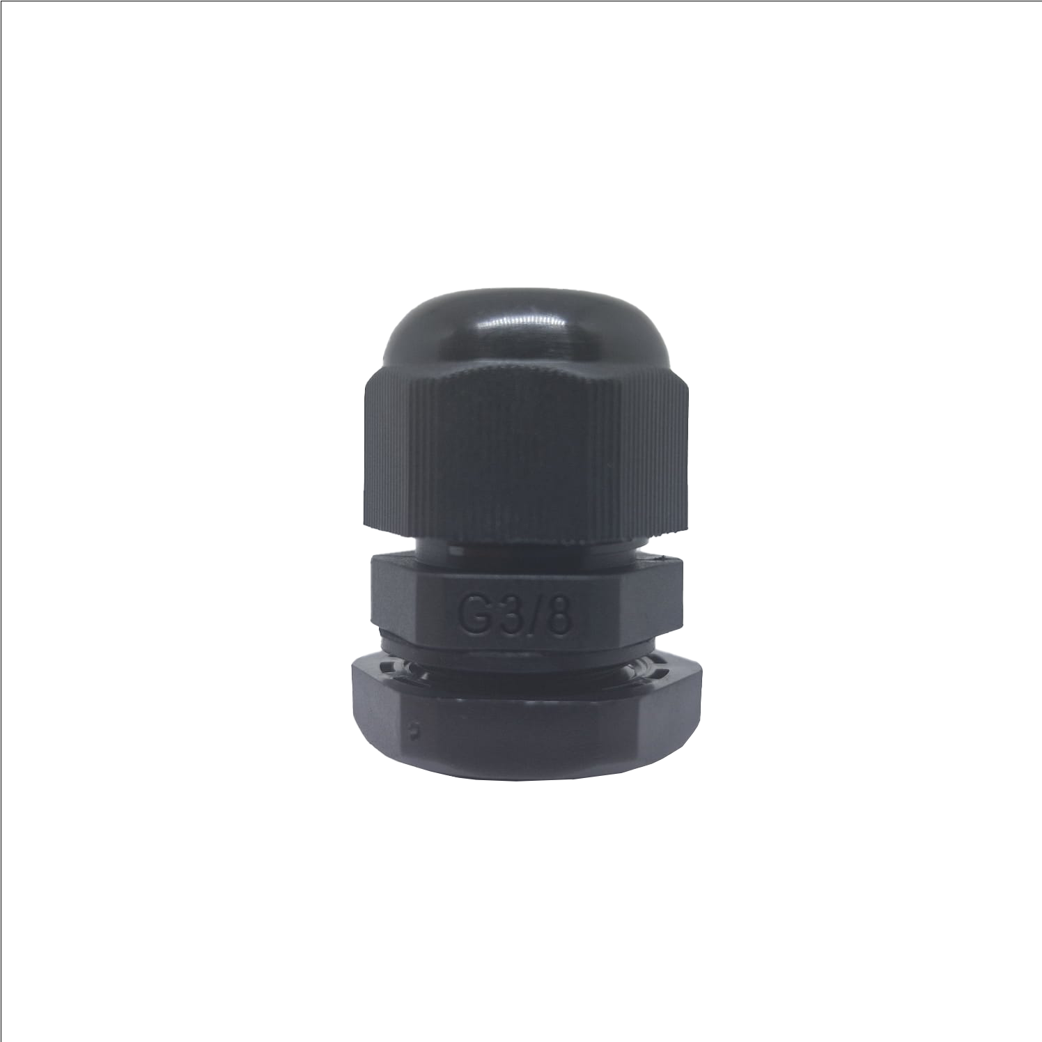 PRENSA CABO, PLASTICO, ROSCA BSP-G3/8", COR PRETO, (1UN)