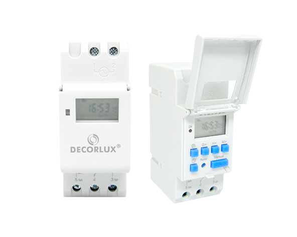 TEMPORIZADOR DIGITAL, PLASTICO, P/ TRILHO DIN35 127-220V 16A, COR BRANCO, (CX 1UN)